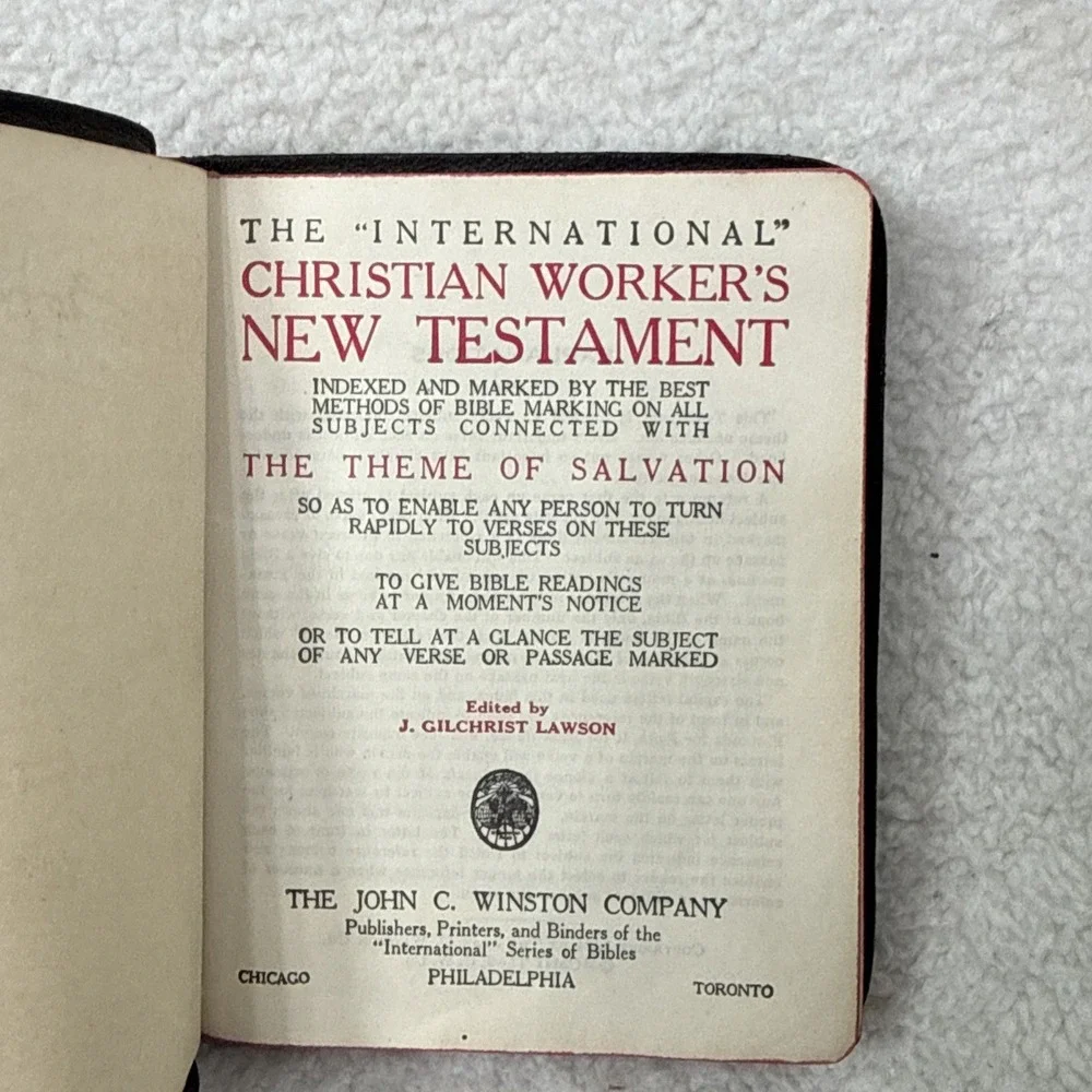 1924 KJV International Christian Worker's New Testament Bible John Winston